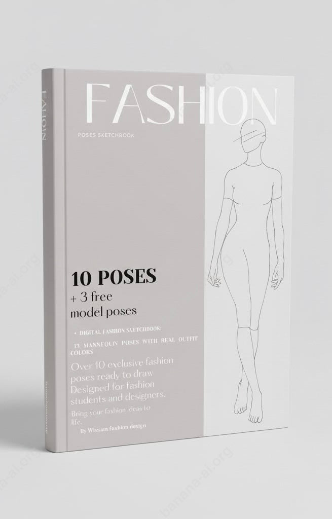 Digital fashion poses sketchbook:13 mannequin poses and real outfits.