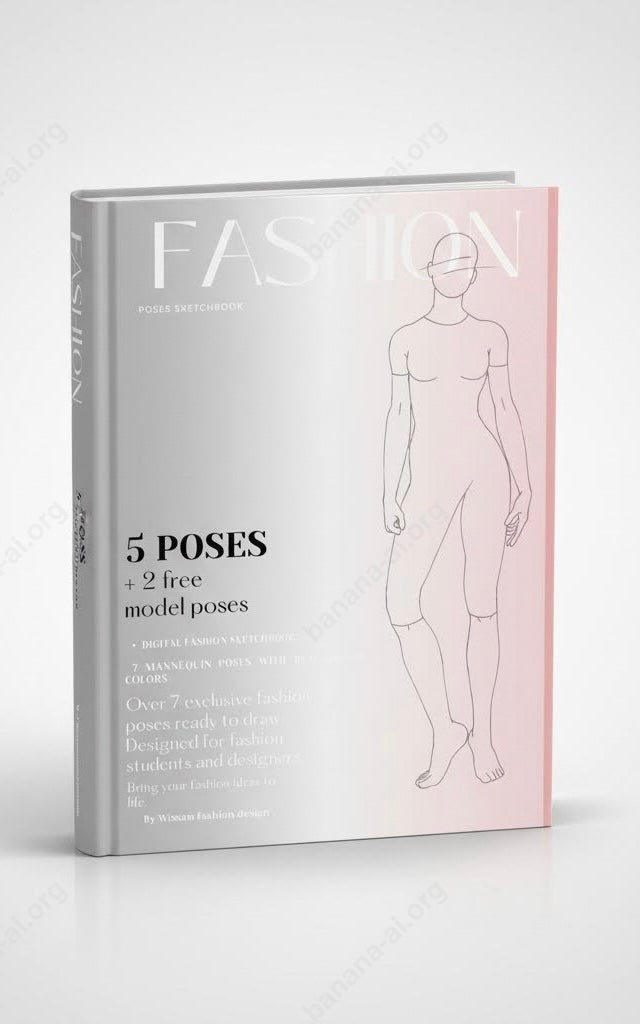 Digital fashion poses sketchbook:7 mannequin poses and real outfits
