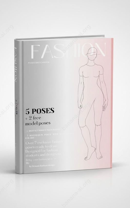 Digital fashion poses sketchbook:7 mannequin poses and real outfits