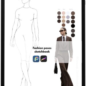 Digital Fashion Poses Sketchbook: 25 Mannequin Poses with Real Outfit Colors